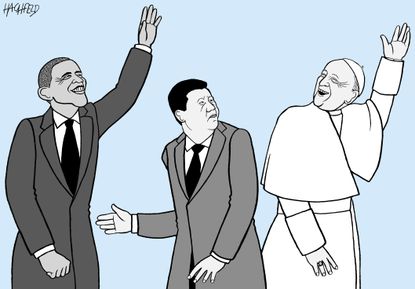 Obama cartoon U.S. Pope Xi Jinping