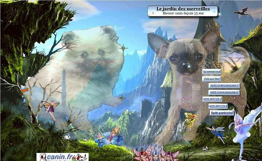 A screenshot of a garish website homepage.