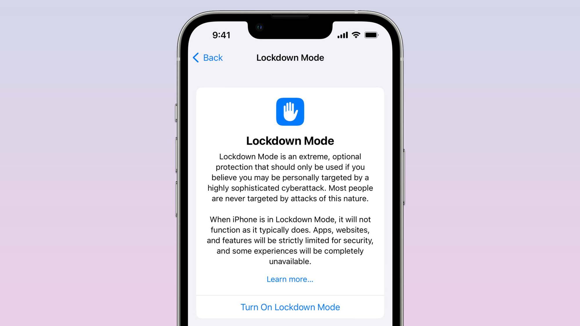 Lockdown Mode explainer on an iPhone