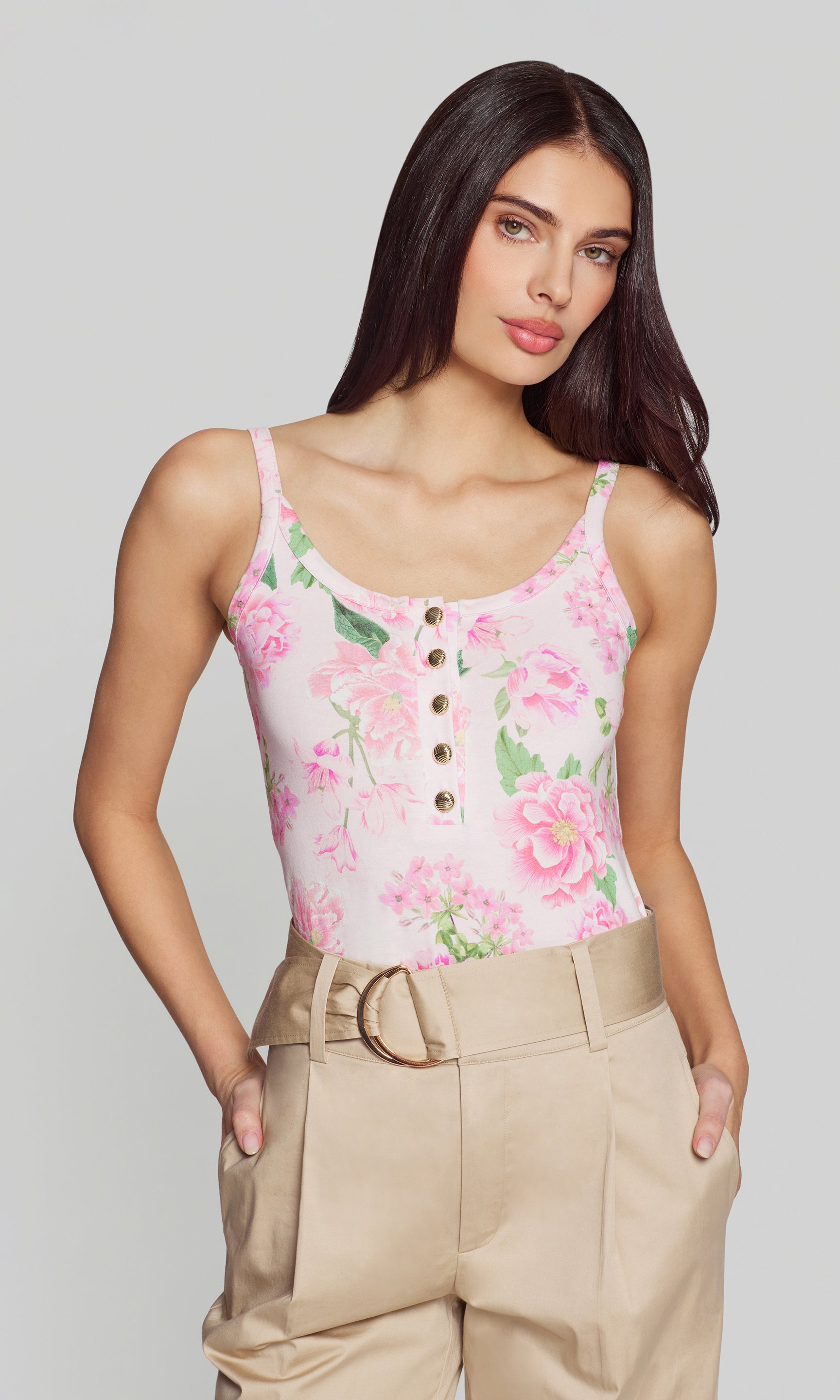 Molly Floral Jersey Tank Top - Xxs / Pink Petal Dream