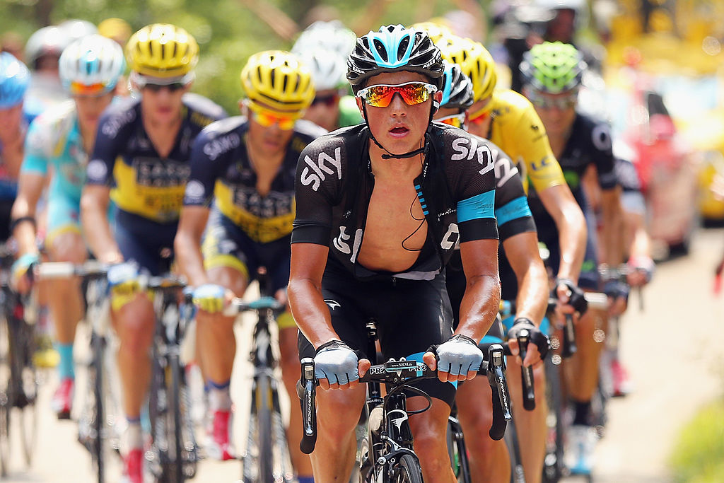 MONT VENTOUX, FRANCE - JULY 14: Peter Kennaugh of Great Britain and SKY Procycling rides at the front of the peloton during stage fifteen of the 2013 Tour de France, a 242.5KM road stage from Givors to Mont Ventoux, on July 14, 2013 on Mont Ventoux, France. (Photo by Bryn Lennon/Getty Images)