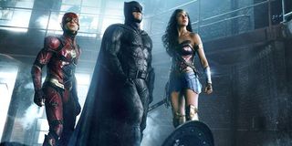 Ezra Miller, Ben Affleck and Gal Gadot as Flash, Batman and Wonder Woman in Justice League