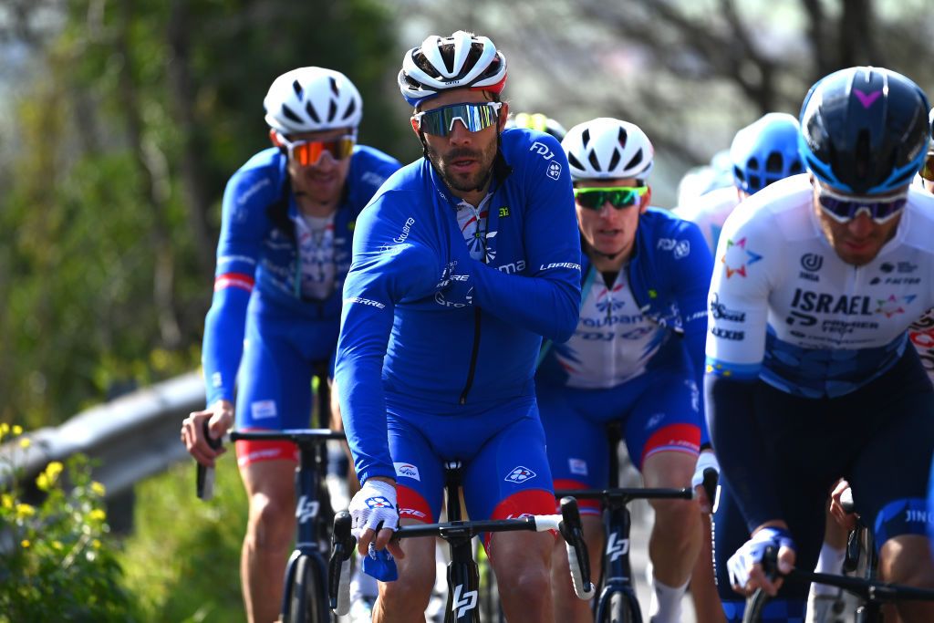 FERMO ITALY MARCH 11 Thibaut Pinot of France and Team Groupama FDJ competes during the 57th TirrenoAdriatico 2022 Stage 5 a 155km stage from Sefro to Fermo 317m TirrenoAdriatico WorldTour on March 11 2022 in Fermo Italy Photo by Tim de WaeleGetty Images