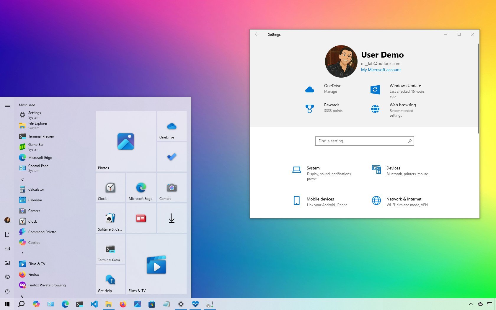 Windows 10 desktop with the Settings app