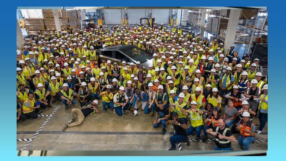 Tesla Cybertruck and Tesla employees in Austin, Texas