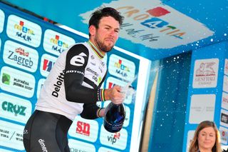 Mark Cavendish (Dimension Data) celebrates on the stage 2 podium at Tour of Croatia