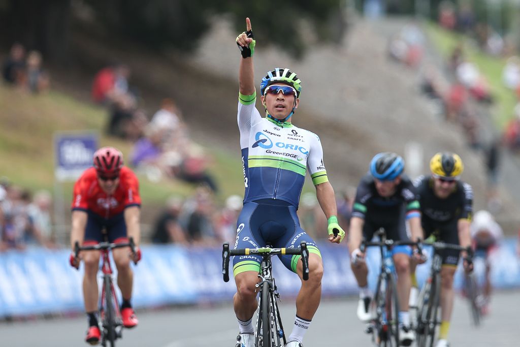 Caleb Ewan (Orica-GreenEdge) wins on day one of the Mitchelton Bay Cycling Classic