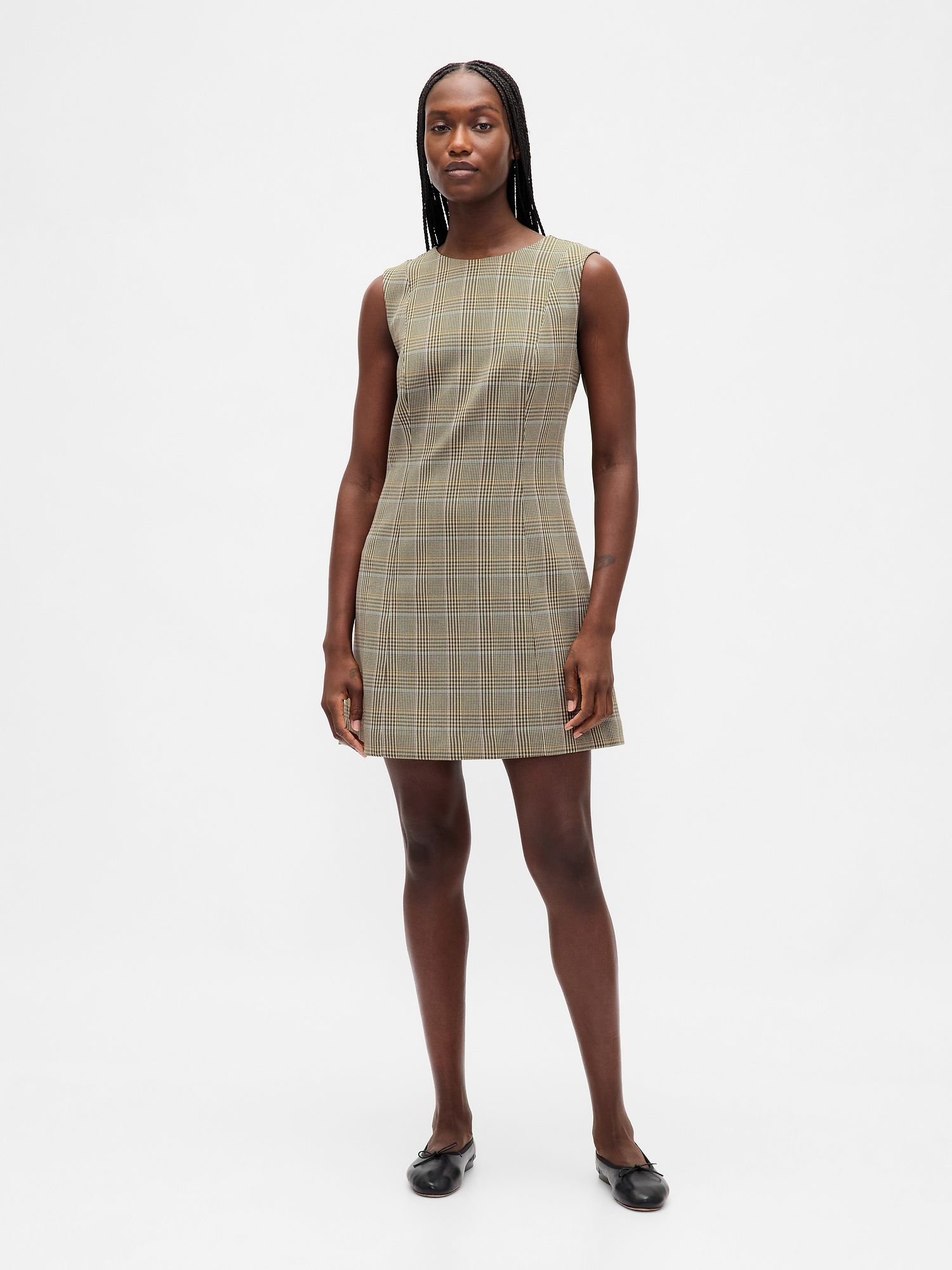 High-Neck Mini Shift Dress