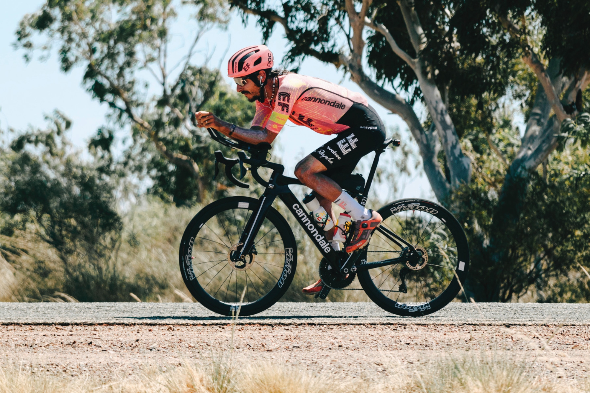 Lachlan Morton riding the new Cannondale Synapse endurance road bike