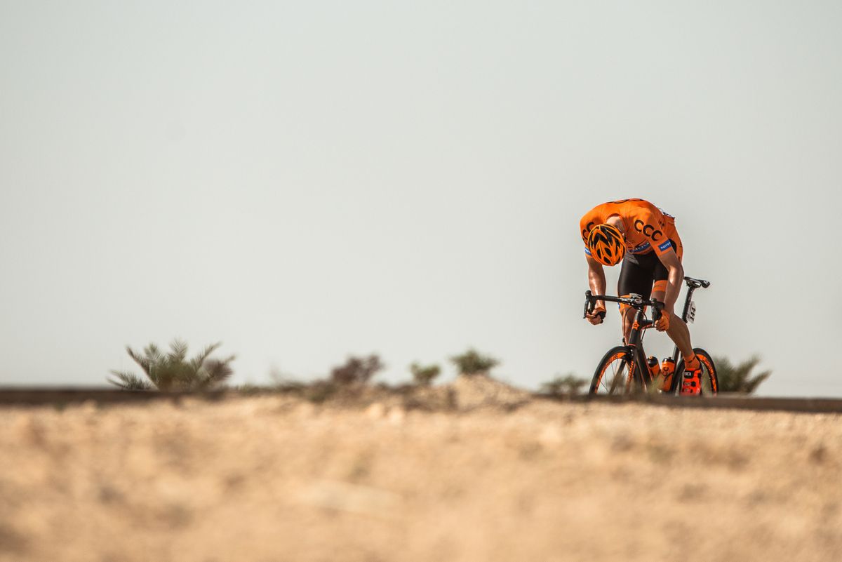 Adrian Kurek (CCC Sprandi Polkowice) has a dig