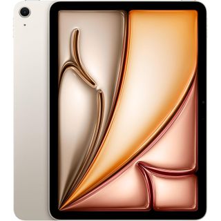 Apple iPad Air M3 in starlight color front and back showing