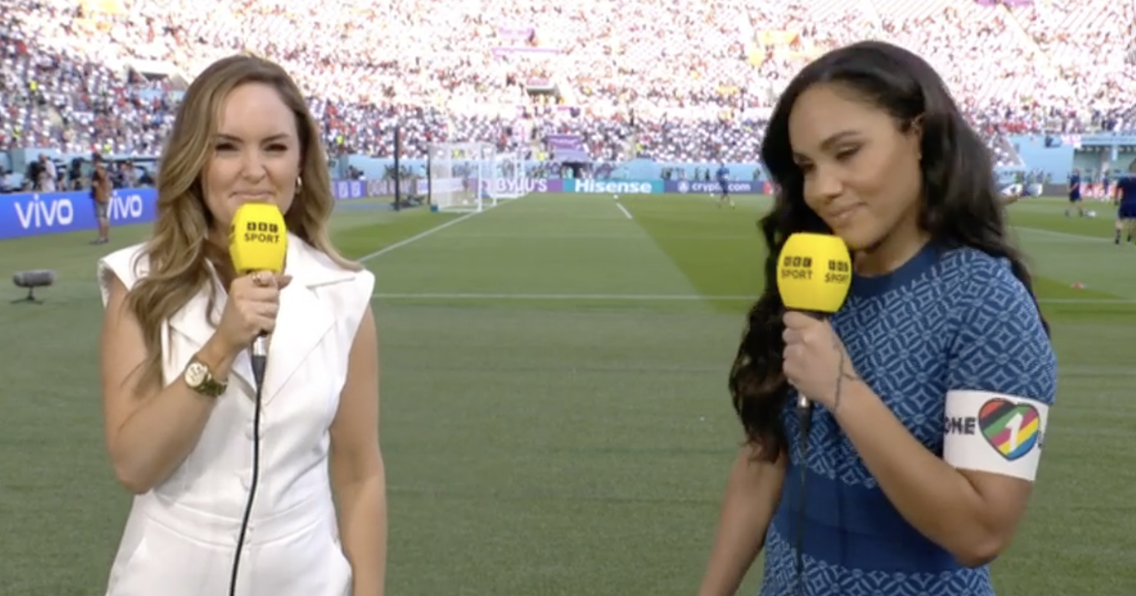World Cup 2022 Alex Scott protests FIFA armband decision live on the BBC FourFourTwo