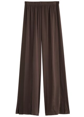 Wide-Leg Stretch-Silk Satin Trousers