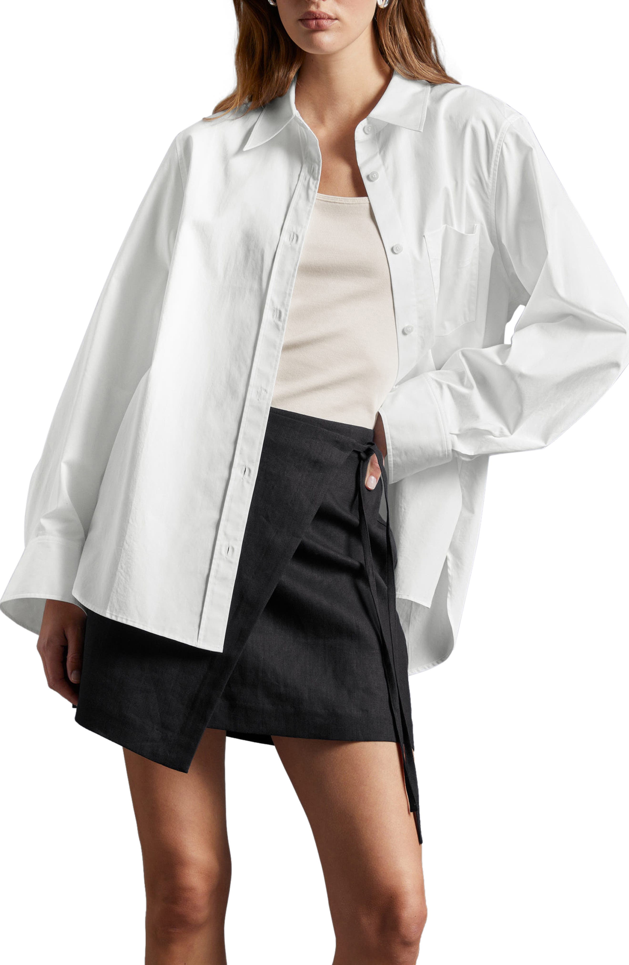 Oversize Cotton Poplin Button-Up Shirt