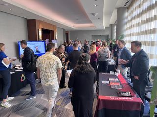 Attendees took part in the “Sponsor Table Talks” between sessions at the Georgia Tech Hotel and Conference Center.