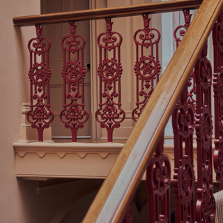 Stage door painted staircase