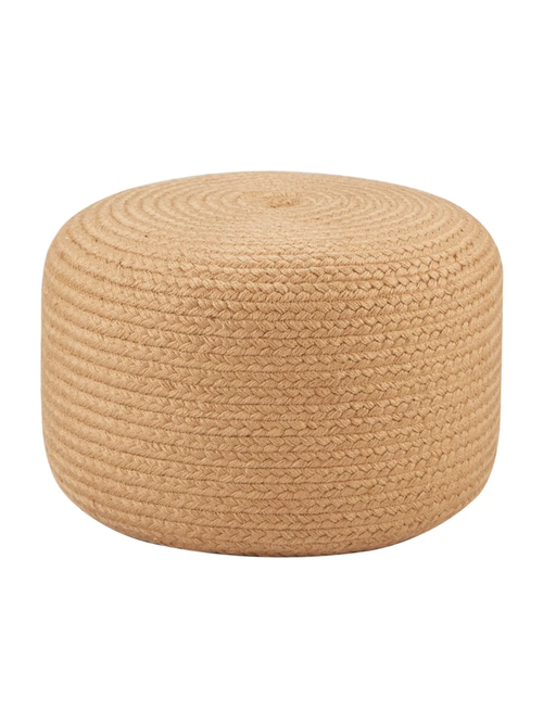 Yana Coastal Beach Brown Outdoor Round Pouf
