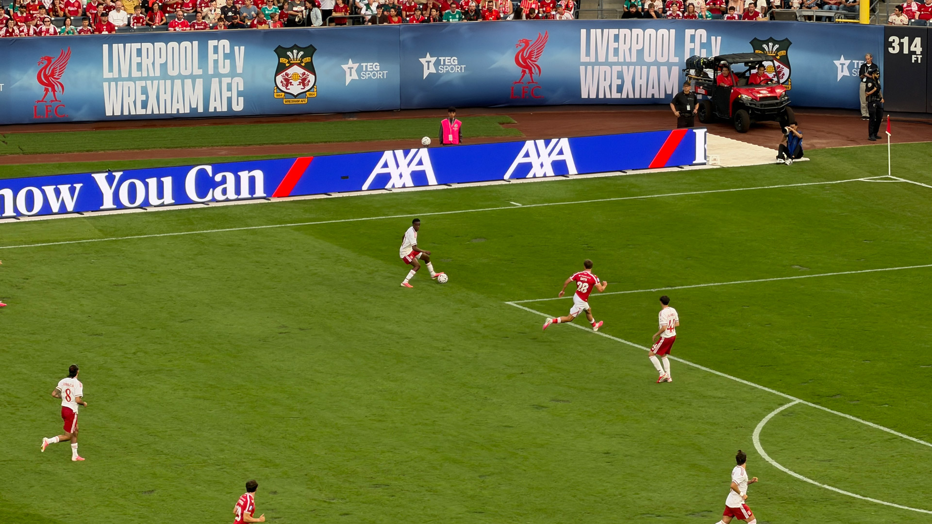 Wrexham and Liverpool playing at Yankee Stadium