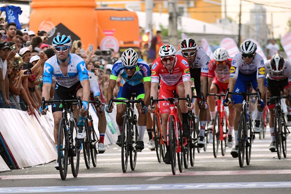 Israel Start-Up Nation&rsquo;s Rudy Barbier (left) wins stage 1 of the 2020 Vuelta a San Juan