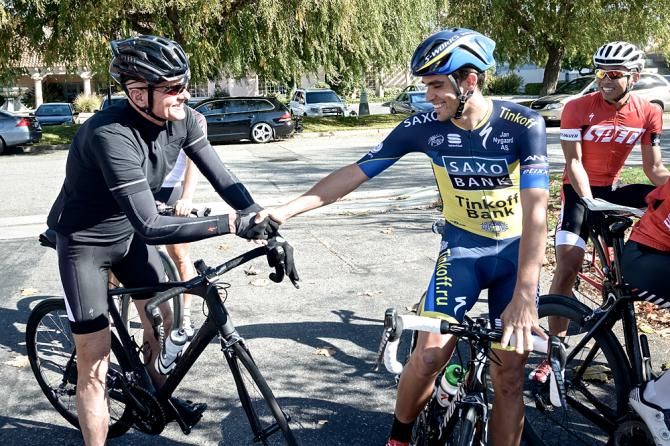 Specialized founder Mike Sinyard meets up with Alberto Contador