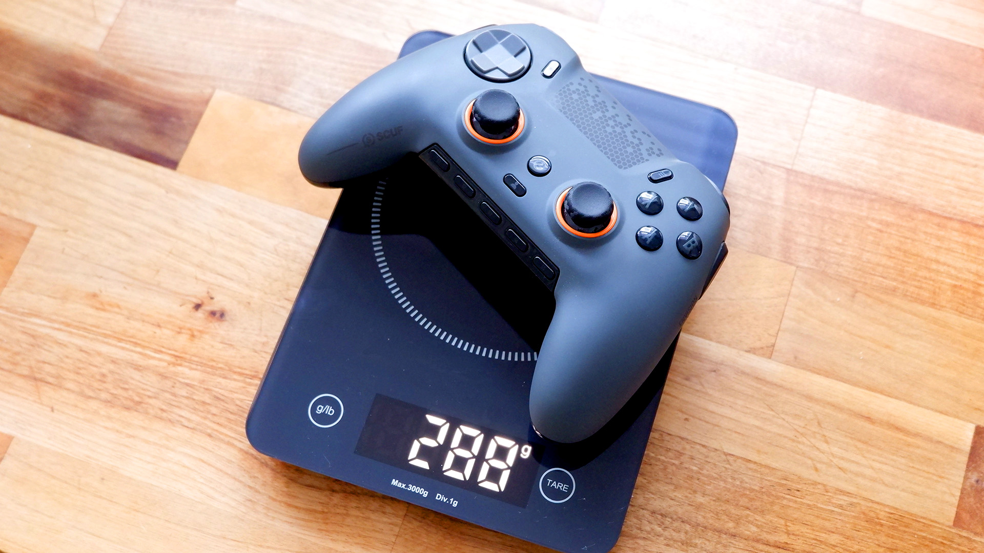 A Scuf Envision Pro controller on a desk