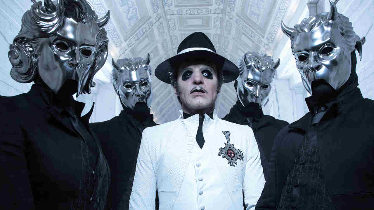 Ghost posing for a photograph in 2018