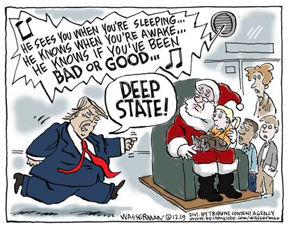 Political Cartoon U.S. Trump Santa Claus Deep State Accusation