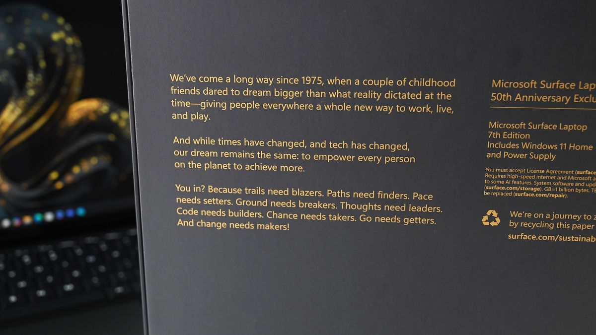 The very limited-edition Surface Laptop 50th Anniversary Exclusive, of which only around 50 were produced.