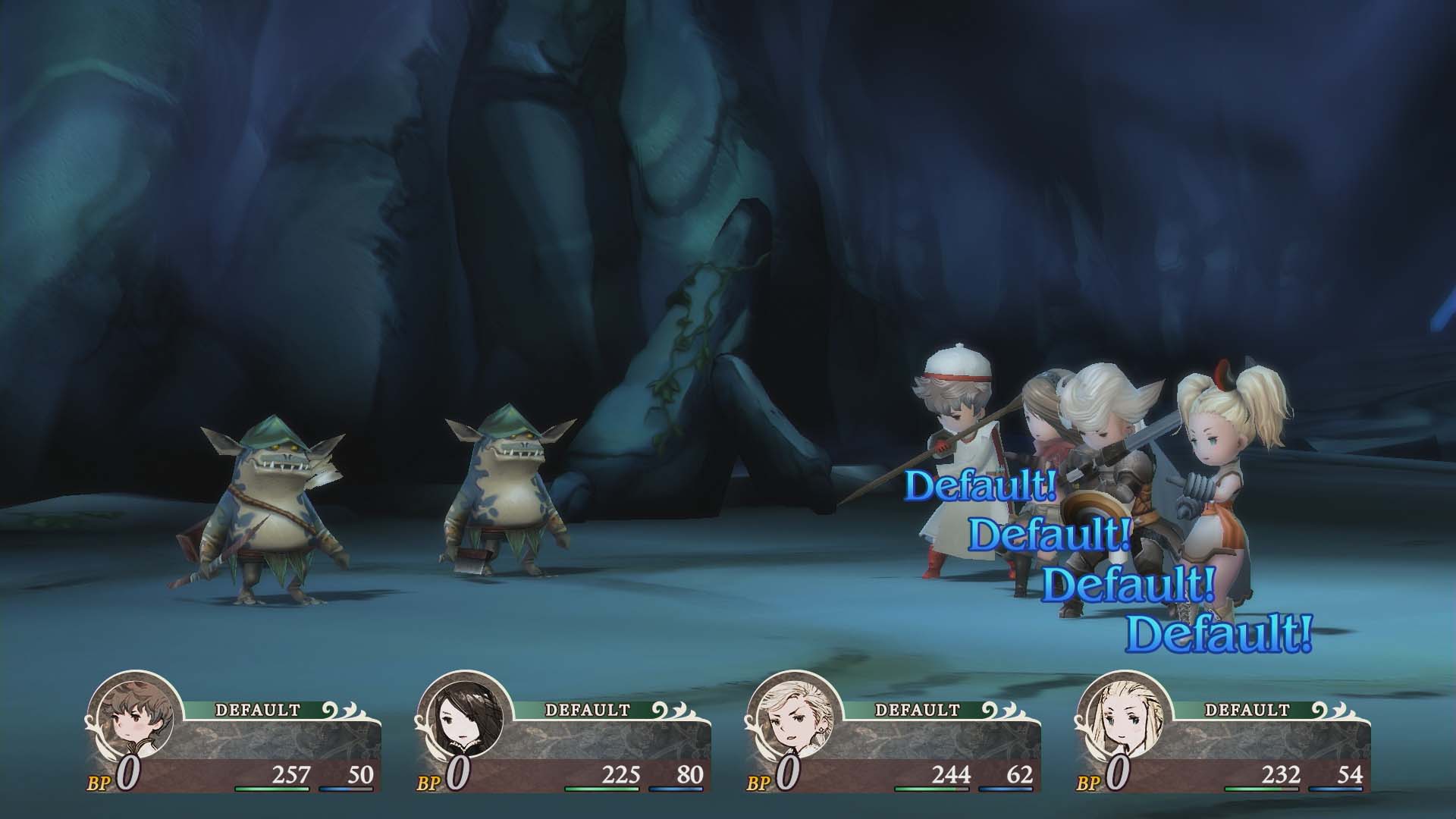 In-game screenshot of turn-based combat in Bravely Default