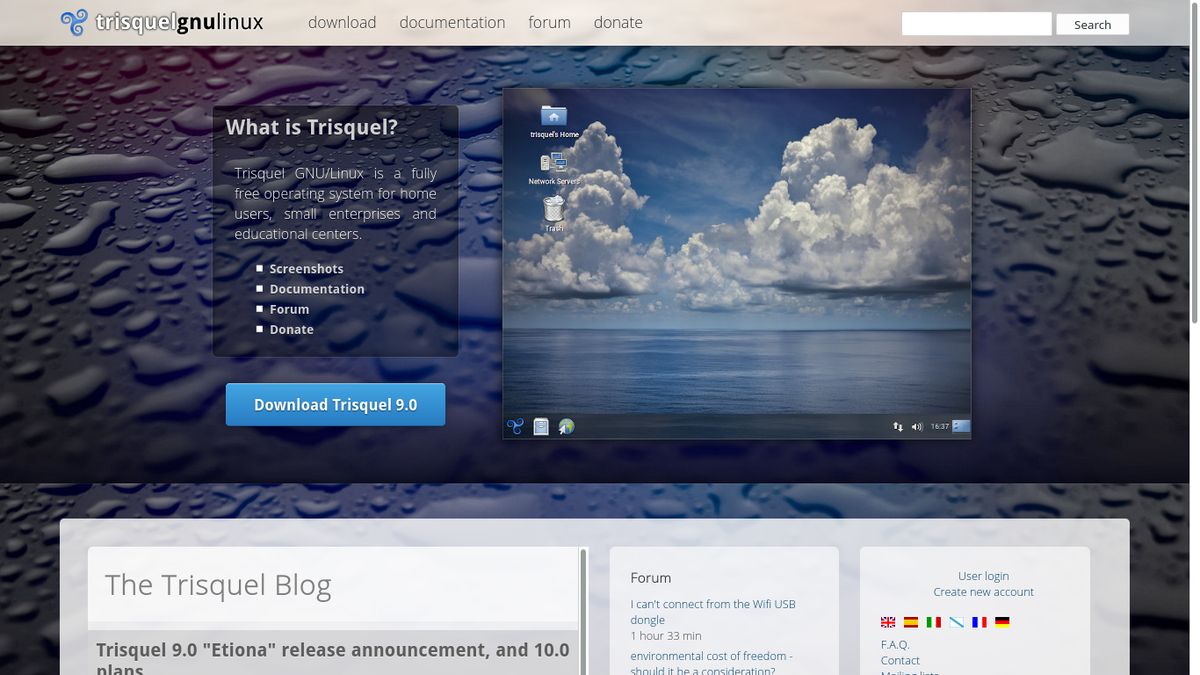 screenshot of Trisquel&#039;s website