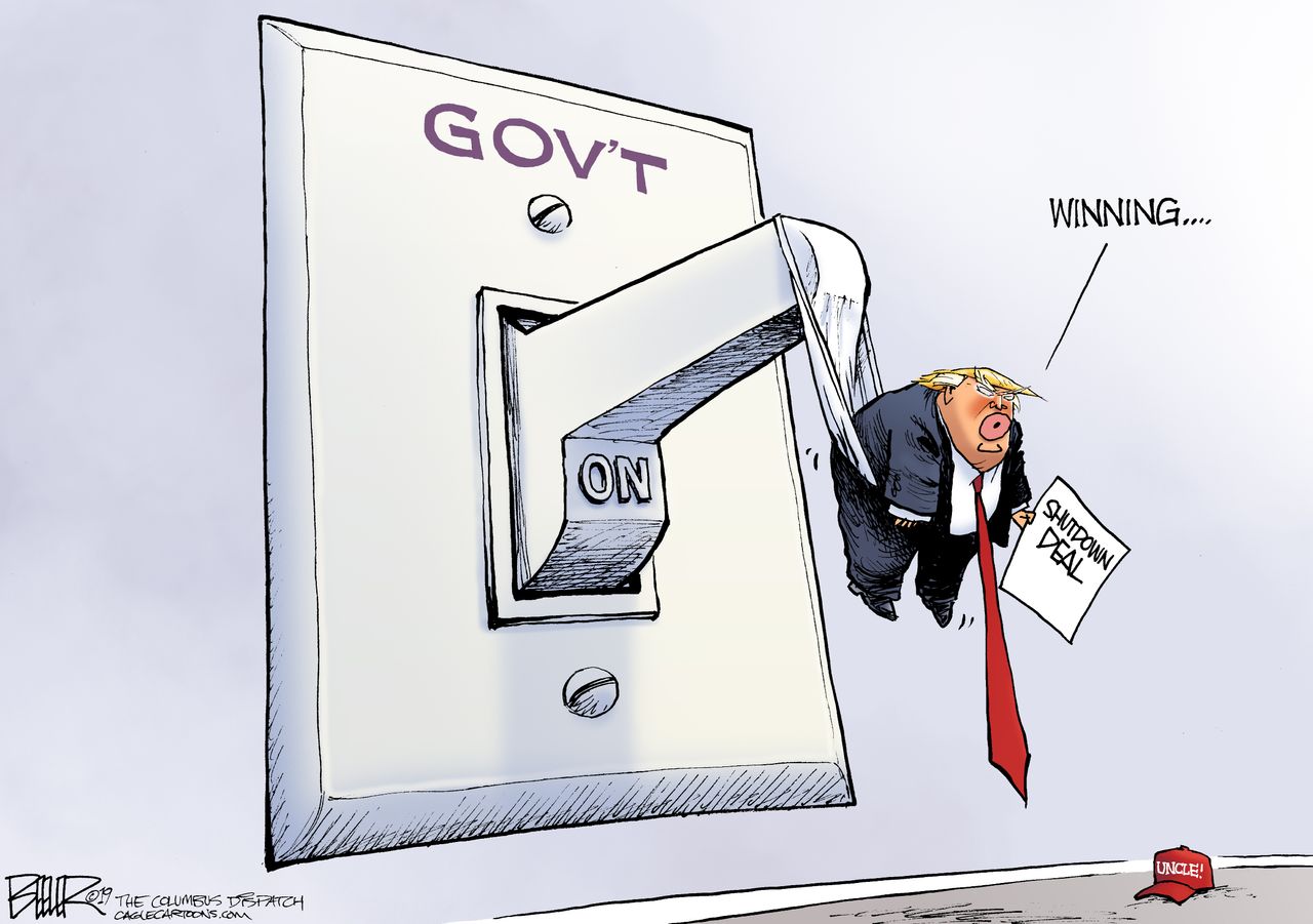 Political Cartoon U.S. Trump government shutdown