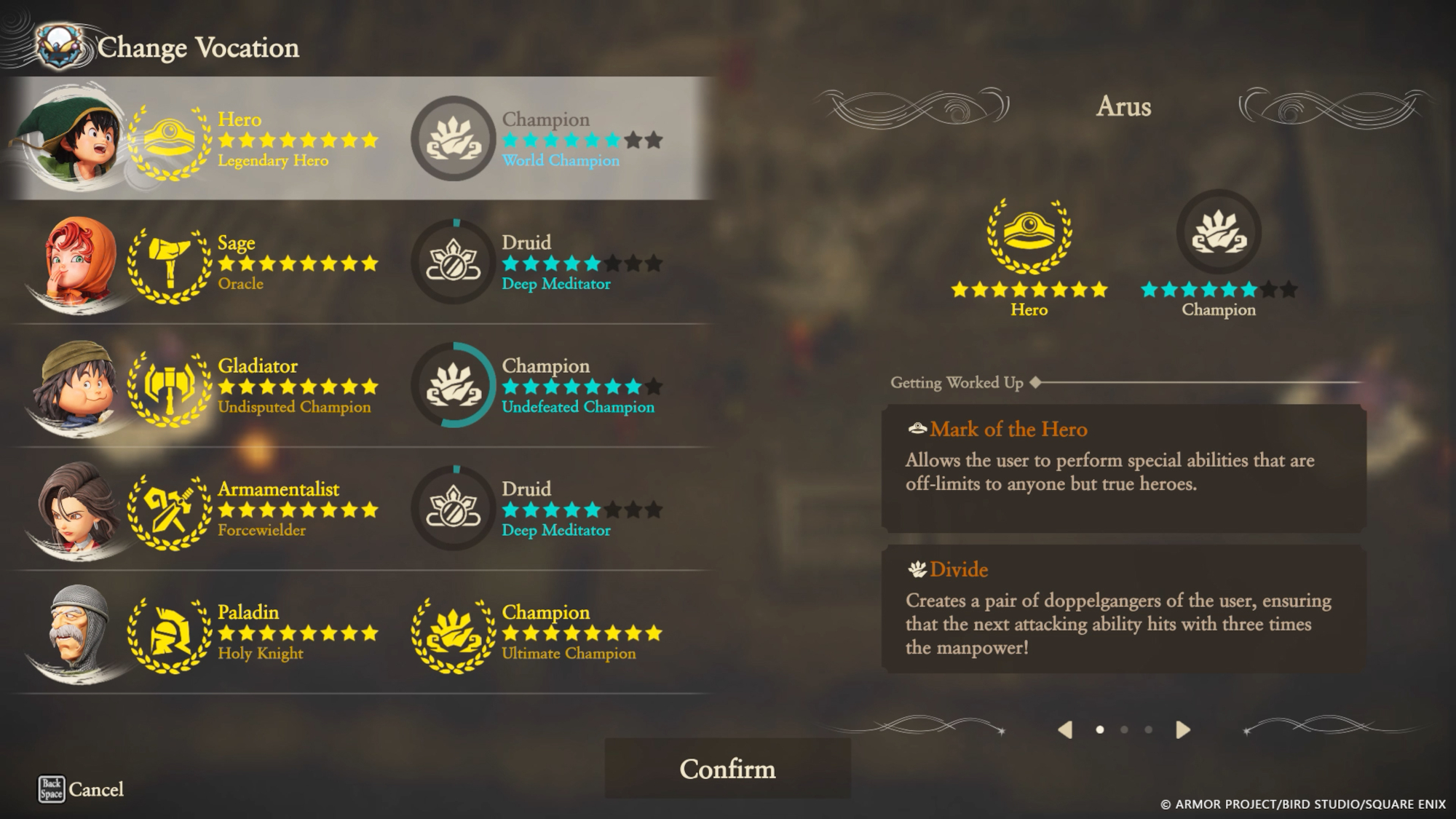 Dragon Quest VII Reimagined Vocation system.