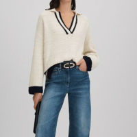 Michaela Wool Blend Open Collar Jumper | Was £68 now £178