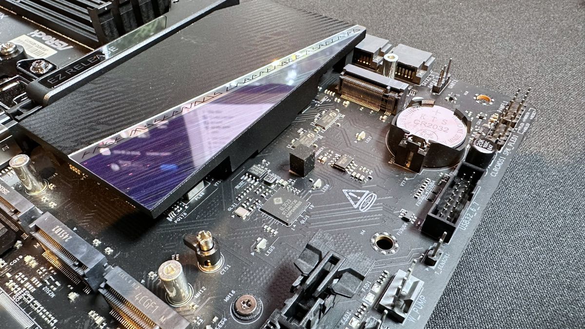 A close-up photo of the fifth M.2 slot in the ASRock Phantom Gaming X870 Nova WIFI motherboard