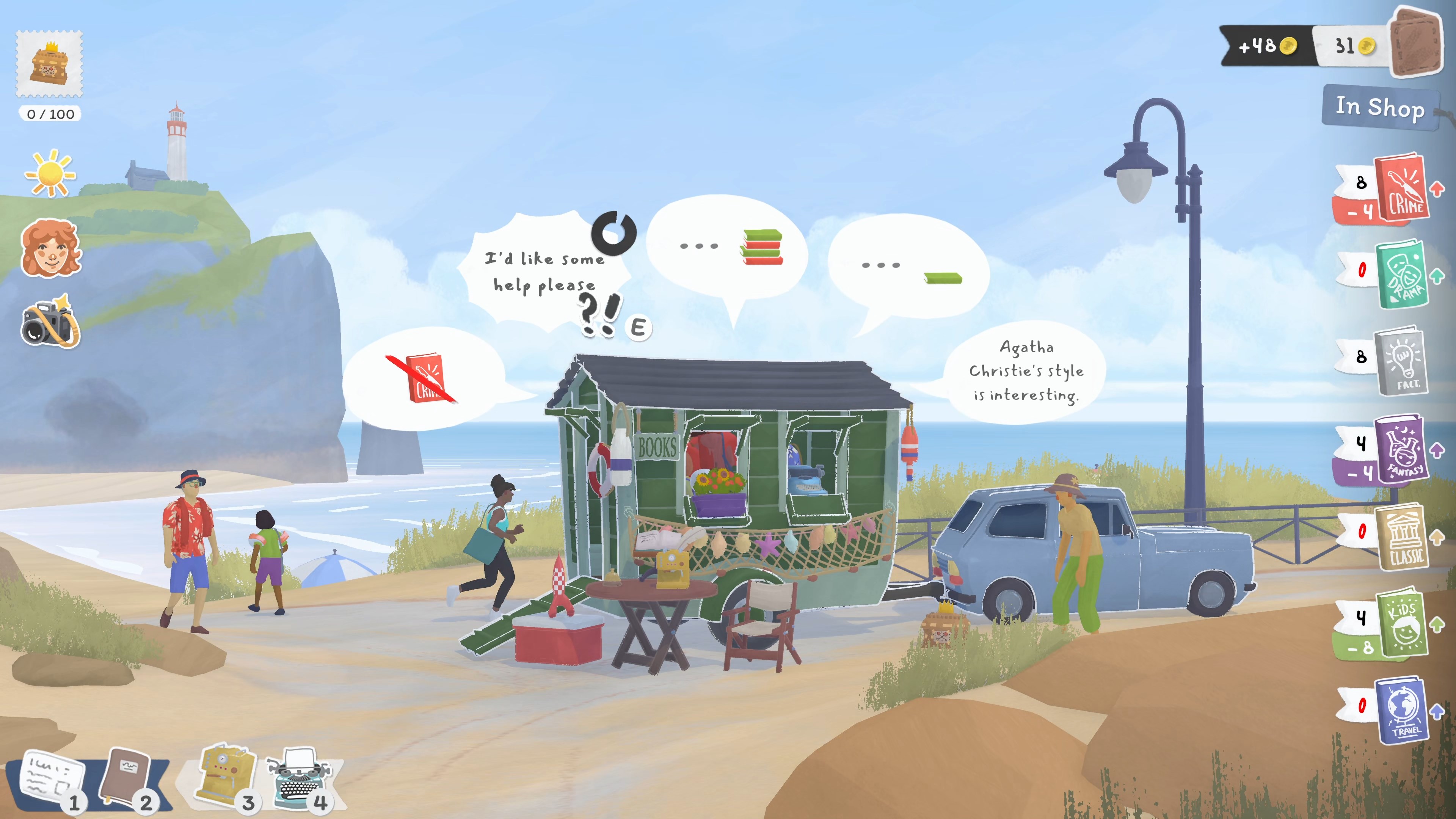 A screenshot of the game Tiny Bookshop.