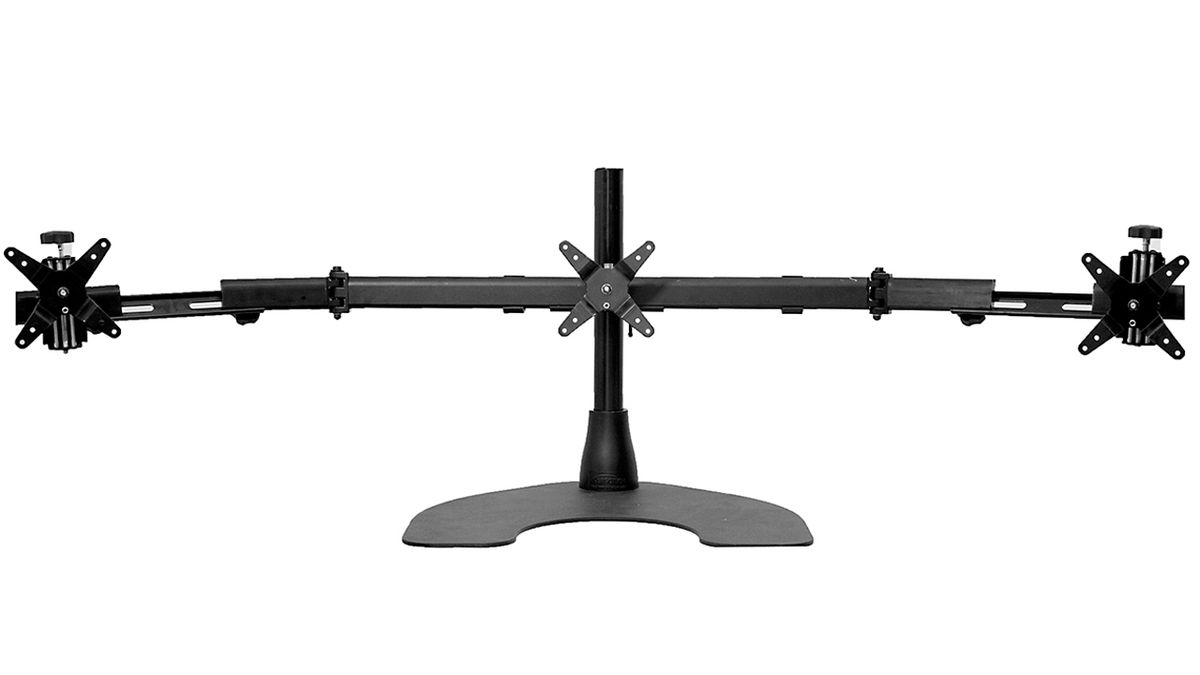 The largest beast, the Triple Monitor TW Desk Stand, is a pleasingly simple but sturdy bit of gaming gear and will free up so much desk space while immersing you in your games through its solid hold on three monitors.