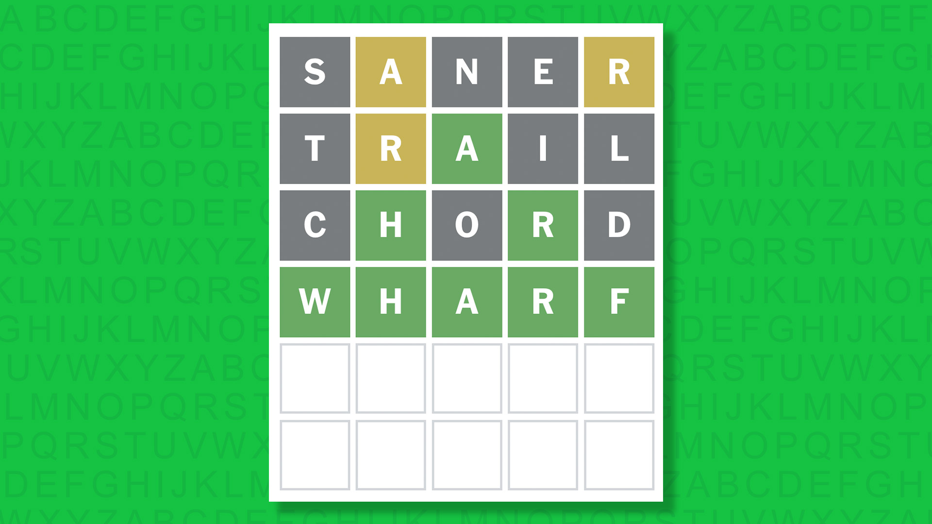 NYT Wordle answer for game 1816 on a green background