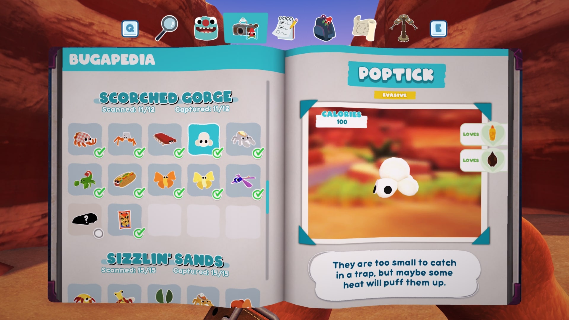 Bugsnax Bugapedia: Poptick