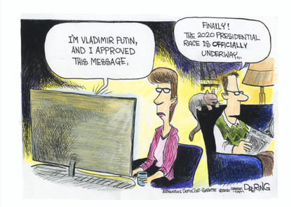 Political Cartoon U.S. 2020 election media Russian meddling