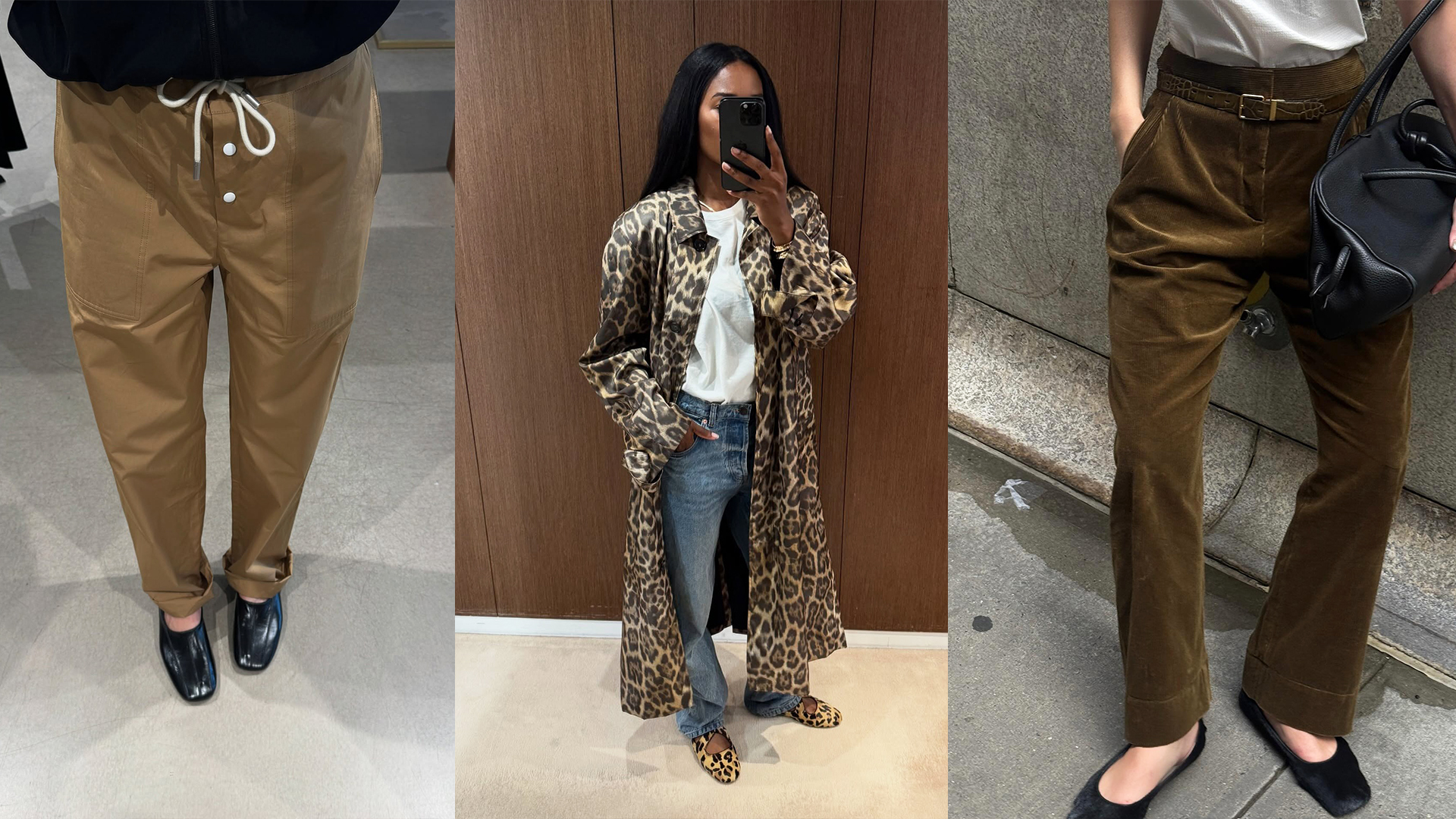 Influencers wearing 2025 shoe trends with pants and jeans