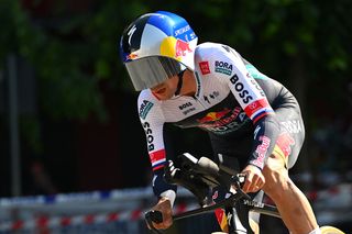 Giro d'Italia 2025: Primoz Roglic riding the stage 2 time trial