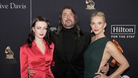 Violet Grohl, Dave Grohl, and Jordyn Grohl attend the Pre-GRAMMY Gala on January 31, 2026