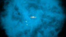 An artist's depiction of hot gas surrounding the Milky Way and its satellite galaxies.
