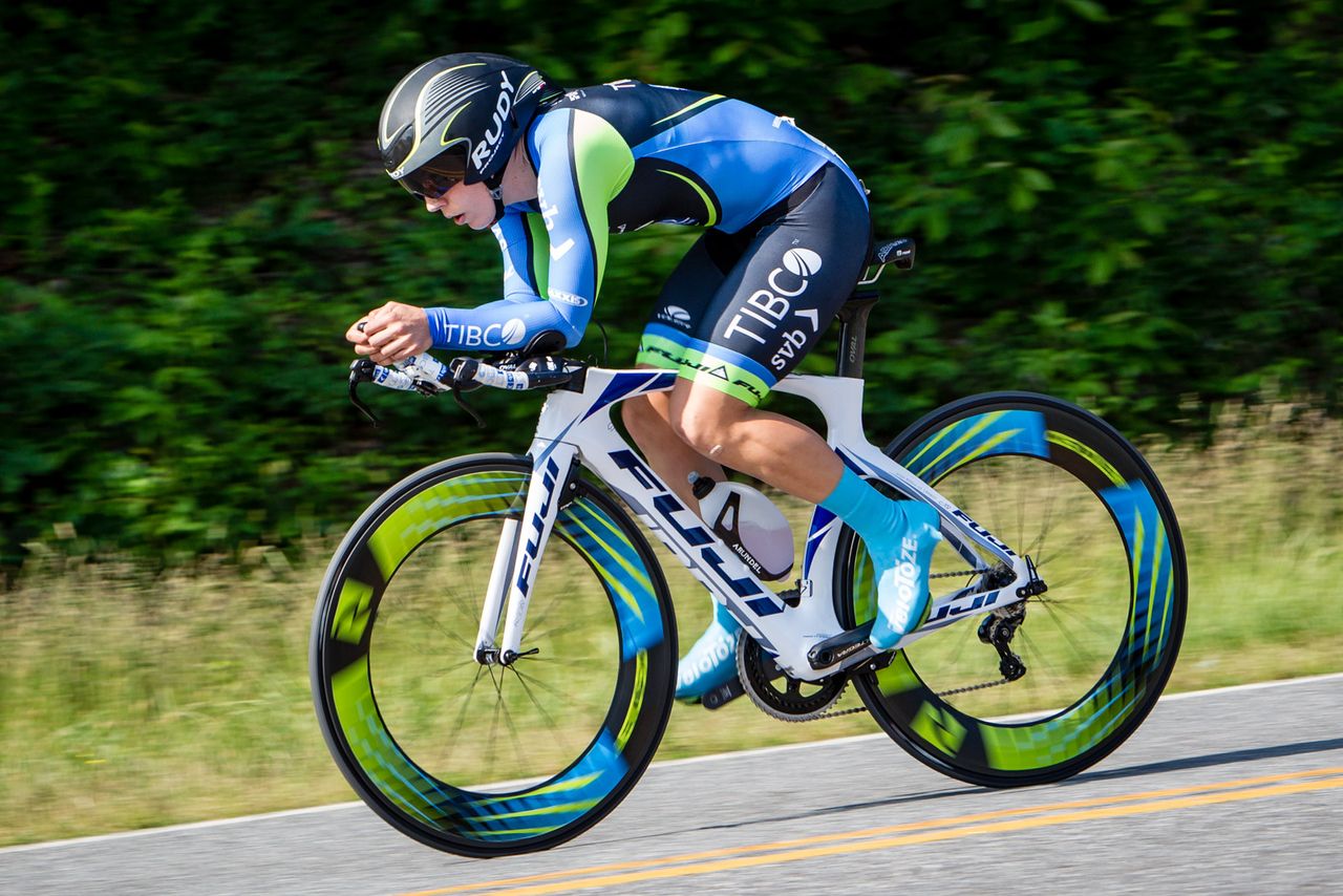 Brianna Walle (Tibco-SVB) on the way to a strong finish at the US time trial championship.