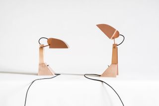 Two copper lamps with angular forms by Umberto Riva for Tacchini
