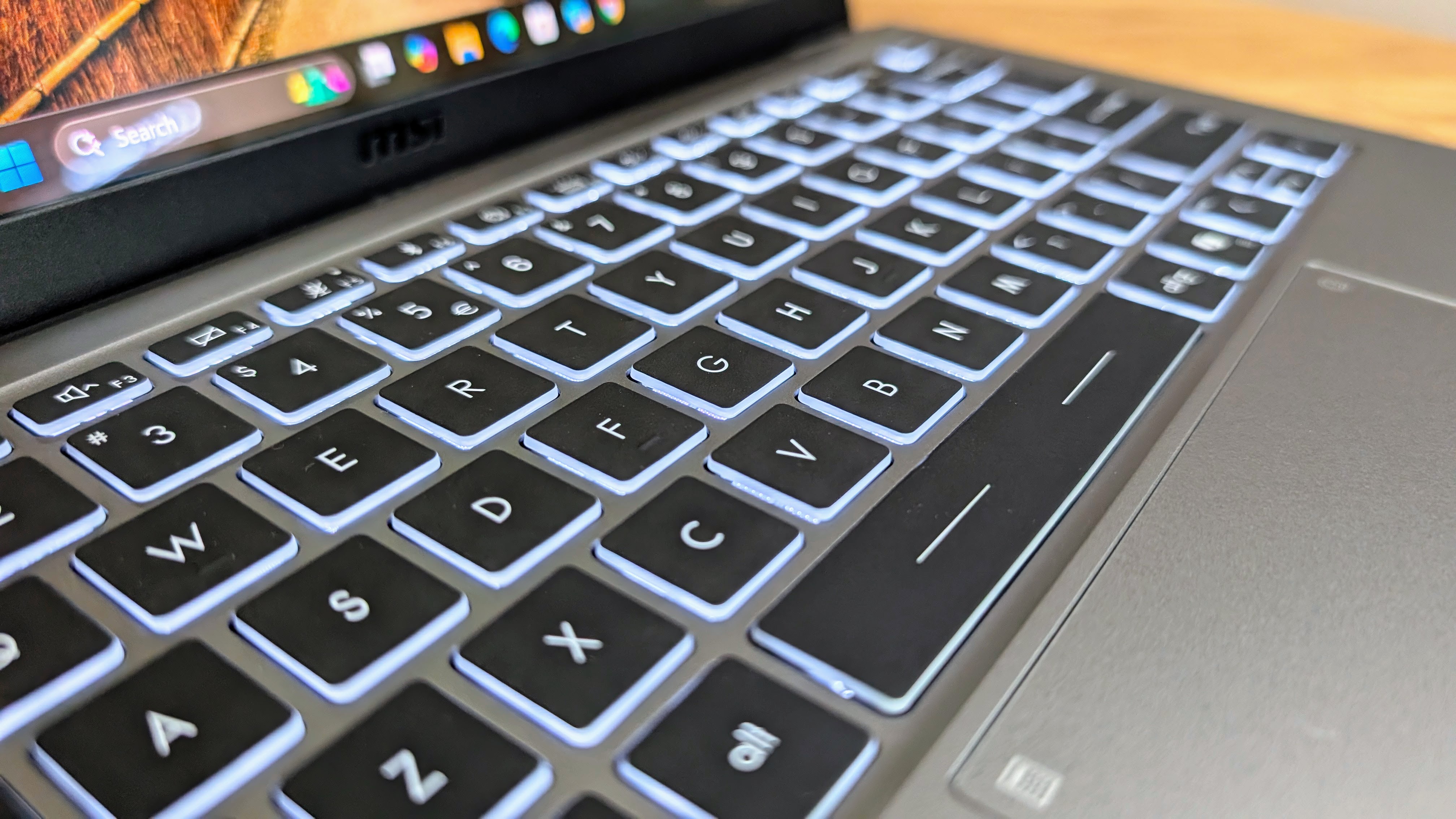 MSI Prestige 14 AI+ close up of keyboard