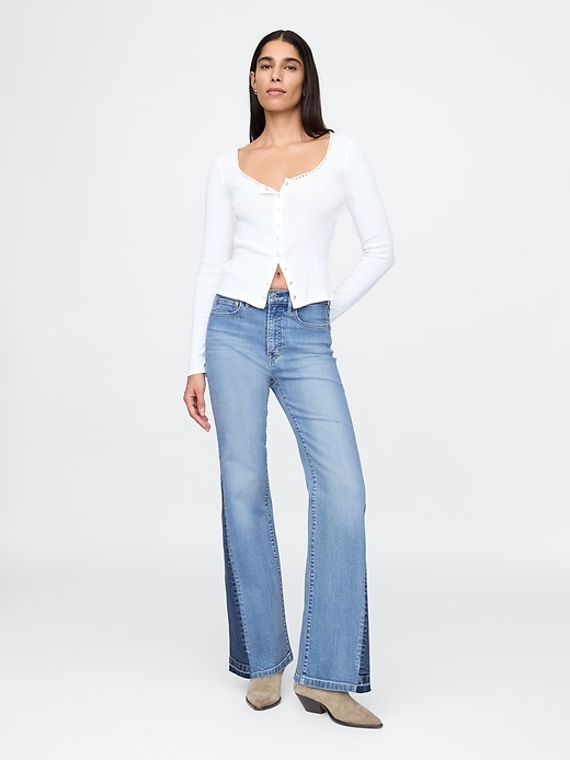 High Rise Patched &#039;70s Flare Jeans