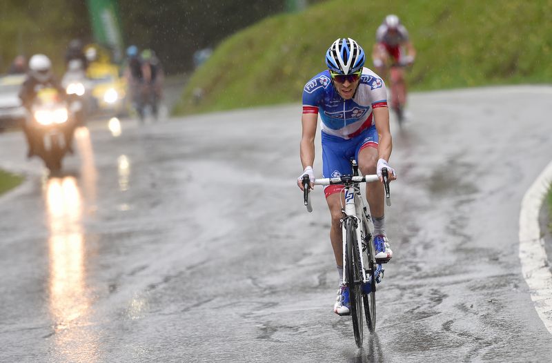 Thibaut Pinot (FDJ) pushes through the wet