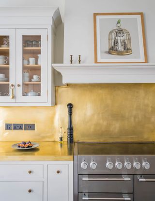 kitchen backsplash ideas with brass backsplash