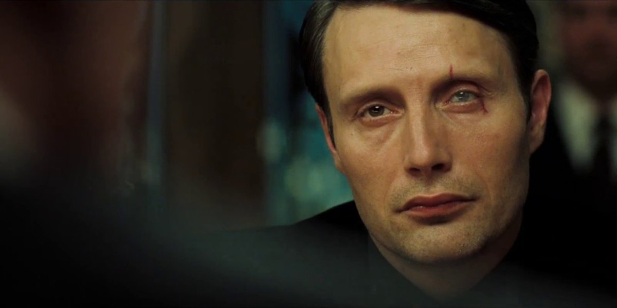 Casino Royale Mads Mikkelsen stares intently